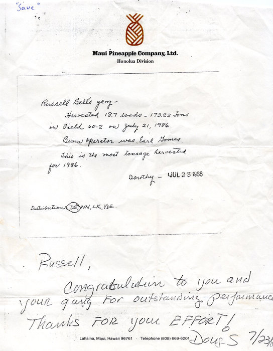 Most tonnage acknowledgement