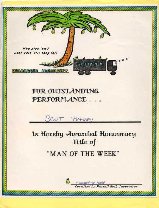 Man of the Week Award