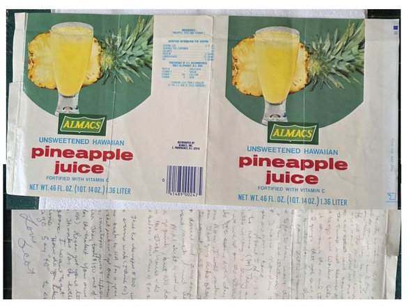 Letter on the back of label