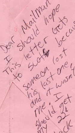 Envelope with message to the PO