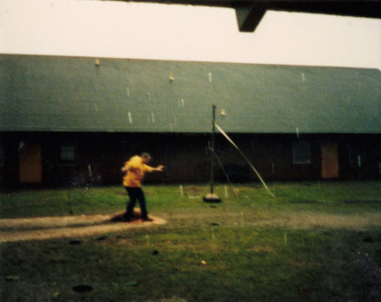rainy day skimboarding on the glass between dorms