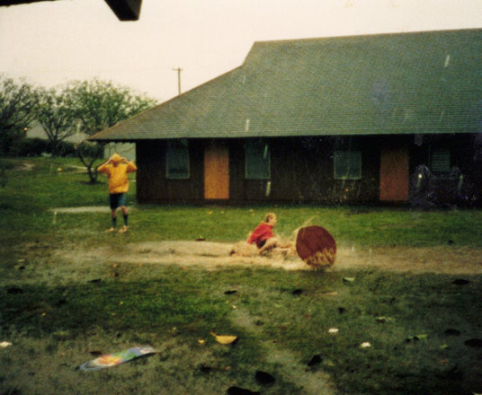 rainy day skimboarding on the glass between dorms