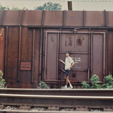 Staged Standing on the Rails - Brown t-shirt